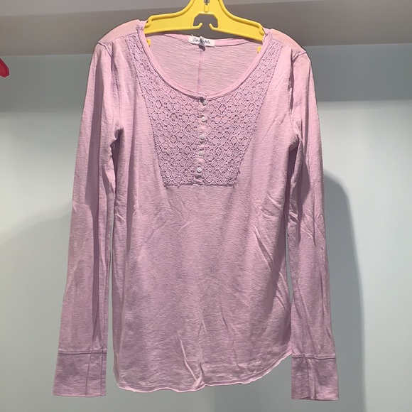 Lilac Aeropostale long sleeve Henley shirt with lace placket - Picture 2 of 7